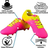 Визари детска Лига торф закрит открит футболни обувки за момчета и момичета, розово жълто - 2.5