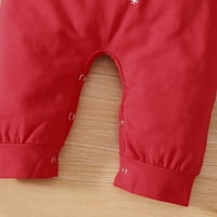 Новородени бебета момичета ромпер коледен ромпер сплайс с дълъг ръкав от еднократно комбинезон 3- месеца червено