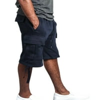 Capreze Men Cargo Shorts Еластична талия дъна носи летни къси панталони Класически прилепнали мини панталони с джобове тъмносин 2xl 2xl