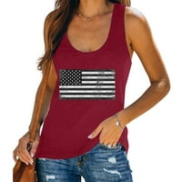 Клирънс дамски американски флаг звезда върхове за закрепване на шията сладък юли 4 юли Деня на независимостта Слънчогледови графични тениски тениски
