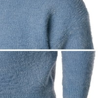 Пуловери за мъже Големи пуловер Пуловер Небрежен екипаж Сладки пуловери Сини 2xl
