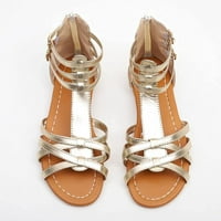 Сандали за жени клип пръст дишащ реколта плоско дъно haps печат удобни римски сандали обувки злато