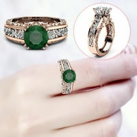 PGERAUG Подаръци за жени Дамски пръстен сплав Платен 14K Роза злато Цвят за разделяне на бижута Подарък меден пръстен Зелено