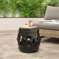Девън и Клер Марокански Черен керамичен Градински стол, комплект от 2