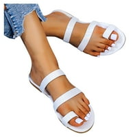 DMQUPV сандали за жени изпомпва летни обувки кръгли ежедневни чехли флопи на приплъзване на флип женски сандали жени жени платформа сандал бял 7