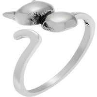 Дамски стерлинги сребро Регулируеми котка емблема увийте мода пръстен