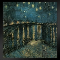 Vincent van Gogh Starry Night Over Rhone Poster Stars Over Arles France Dutch Post Post Impressionist Rainting Black Wood Famed Art Poster 14x20