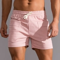 Мъже къси панталони Разчистване се занимава с мъжки атлетически къси панталони за фитнес шорти за мъже леки атлетични къси панталони Лятни теглене на талия тренировка, бягащи къси панталони с джобове розово, m