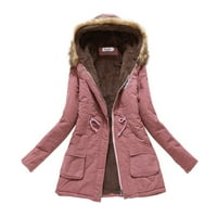 haxmnou женски топло сгъстено гащеризово топло модерно зимна модна облицована качулка снежно палто яке за изстрелване тъмно розово xxl