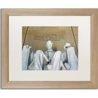 Търговска марка изобразително изкуство Мемориал на Линкълн платно изкуство от котешки очи, бял мат, Рамка от бреза