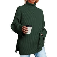 absuyy fashion overable пуловери за жени подарък- лек плътно цветово гърло turtleneck knit дълъг ръкав удобни пуловер върхове зелени размери l