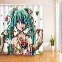 Sailor Moon, пълна с дърво и цветя полиестер тъкан за баня за баня душ завеса
