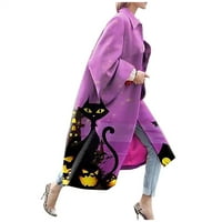 Тренч палта за жени Дълго Мода отпечатани джобно яке Връхни дрехи жилетка палто дълго Тренч палто горещо розово ХС