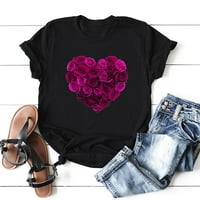 Twifer Valentines Day Gift Sets Жените тениски Жени Писмо Свети Валентин за печат с къс ръкав Тениска Новост Графични върхове