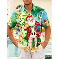 Хавайските мъжки ризи Коледа Санта Косплей забавни ризи за мъже плаж парти къси ръкави върхове бутон нагоре мъже дрехи