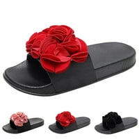 Жени сандали лято жени плоски отворени пръсти на небрежен кръг пръст плажни чехли обувки ежедневни летни обувки черни 6.5