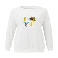 Eleluny жени флорален суичър за печат свободна тениска с дълъг ръкав пуловер върхове сиво m