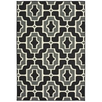 Ориенталски тъкачи на Америка Ragnall Геометричен вътрешен външен полипропилен килим, черно
