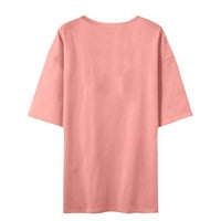 Жените къс ръкав кръг врата Печатни върхове， Двойка тениски за него и нея, съвпадение двойки ризи розов ШЛ