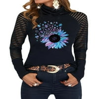 Дамски раирани Пуловер тениски блузи блузи джъмпер тениска черно-ШЛ