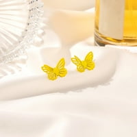 Дами моден темперамент Триизмерна издълбана пеперуда минималистични цветове Обеци Уши шпилки