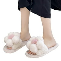 Ketyyh-chn женски обувки уютни топли къщи обувки комфорт приплъзване на домашни чехли за жени бели, 39