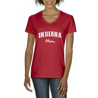 - Женска тениска с късо ръкав с v-образен образ- Индиана Мама