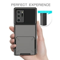 Samsung Забележка Калъф, Mantto Wallet Cover Credit Card Card Slots Holder Flip Скрит грапав двоен слой и TPU в защита Hybrid Toug