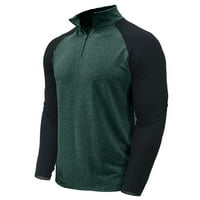 Aherbiu тренировъчни върхове за мъже голф ризи цип висок врат твърд цвят пачуърк спортна блуза с дълъг ръкав