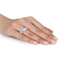 4-Каратов Т. Г. в. създава бял сапфир 10кт бял златен ореол пръстен
