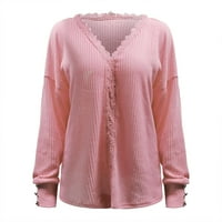 Блуза блуза Реколта елегантен бутон маншети туника върхове пуловери за жени