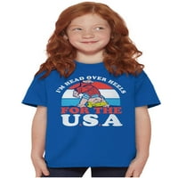 Ретро карикатура Глава над токчета за USA Crewneck Тениски за момче момиче тийнейджър Бриско Брандс x