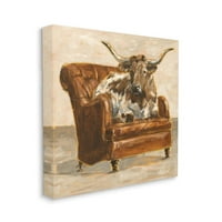 Ступел индустрии абстрактни бик дневна стол кафяво оранжево живопис платно стена изкуство дизайн от Итън Харпър, 17 17