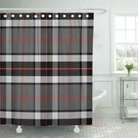 Червено каре шотландски тартан Томпсон Черно сиво и бяло завеса за душ