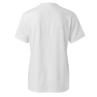 Miayilima Женски ризи Небрежни върхове ризи за жени Зимна есен с късо ръкав Кръгло деколте тениски бели XL