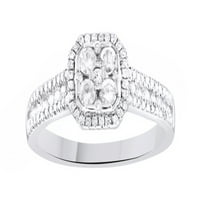 Бял естествен диамантен моден пръстен в 10k бяло злато