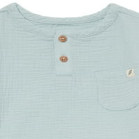 детска риза и шорти Хенли комплект, 2 части, размери 12м-5т