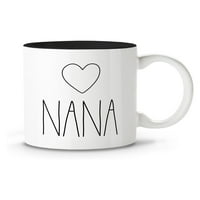Чаена чаша на Nana - чаша за кафе за баба коледни подаръци - Xmas рожден ден баба настояща керамична чаша чаша 11oz - черен интериор