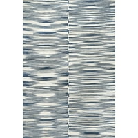 Nuloom Reba Ръчно изработен абстрактен райета с вълна с вълна, 5 '8', синьо