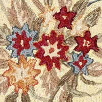 Челси Алая флорална вълна килим, слонова кост, 3 '3' кръг