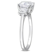 Дамски 2-Каратов Т. Г. в. осмоъгълно изрязан бял моасанит Сребърен 3-каменен годежен пръстен