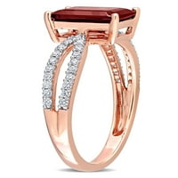 2-Каратов Гранат Т. Г. В. и каратов диамант 14кт годежен пръстен от розово злато