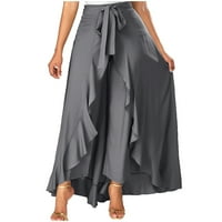 Женски пола на ръба кулоти облечени ежедневни асиметрични дълги дължини Belted High Tist Place Swing Maxi Поли