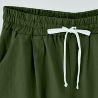 Панталони Капри за жени лято случайни памук бельо шорти панталони шнур Коляното дължина панталони с джобове