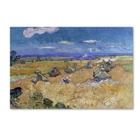 Изящно изкуство 'пшенични полета с Жътвар в Овер' платно изкуство от Ван Гог