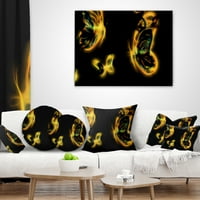 Дизайнарт жълти фрактални пеперуди на Черно - флорална възглавница-18х18