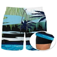 Bomotoo Men Bottoms облицовка на плажни къси панталони с висока талия Лято кратки панталони Хавайски плажни дрехи тренировки мини панталони wydkrg l