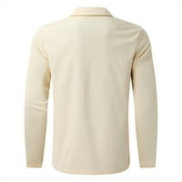 Мъжки вафли пуловер Топ блуза Голяма годна с твърд цвят дълъг ръкав ризи с цип от яки за есен есен зимен стилен топ блуза каки s