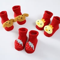 Мулти-двойка 0-1Y Новородено бебе момиче момче памучни чорапи за бебета анимационни животни чорапи против плъзгане на средната тръба под чорапи