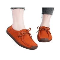 Rotosw дами ежедневни обувки комфортни мокасители дантела апартаменти дишащи нехлъскащи се обувки с лодка Шофиране на лек оранжев 9